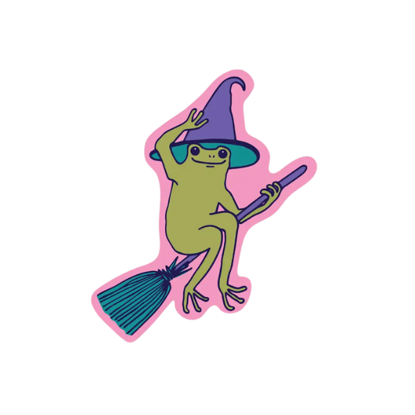 Froggy Witch Vinyl Sticker