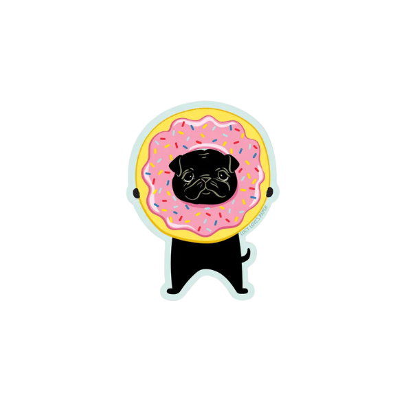 Pink Dog Donut Vinyl Sticker