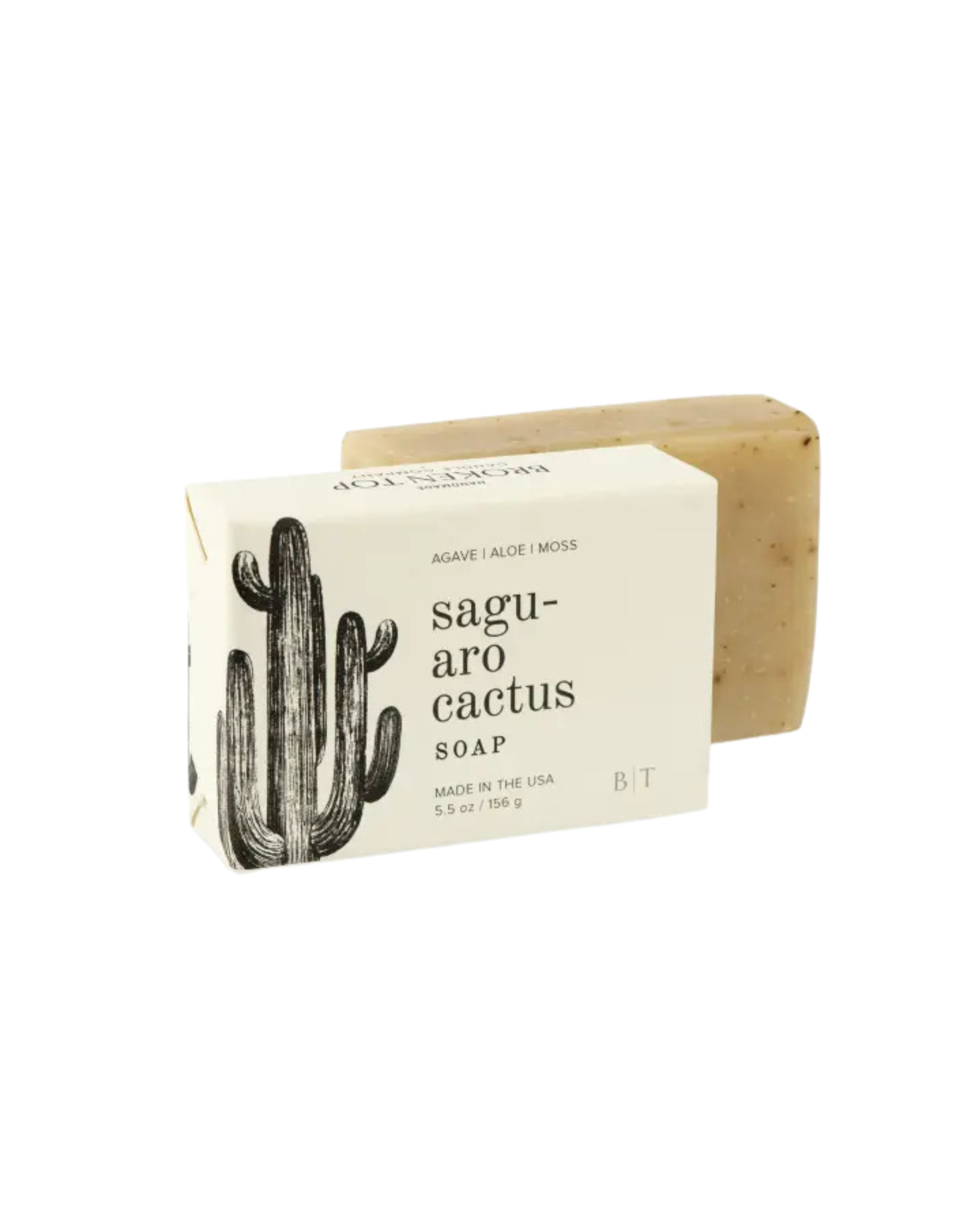 Two bars of saguaro cactus soap - one in packaging and one unwrapped