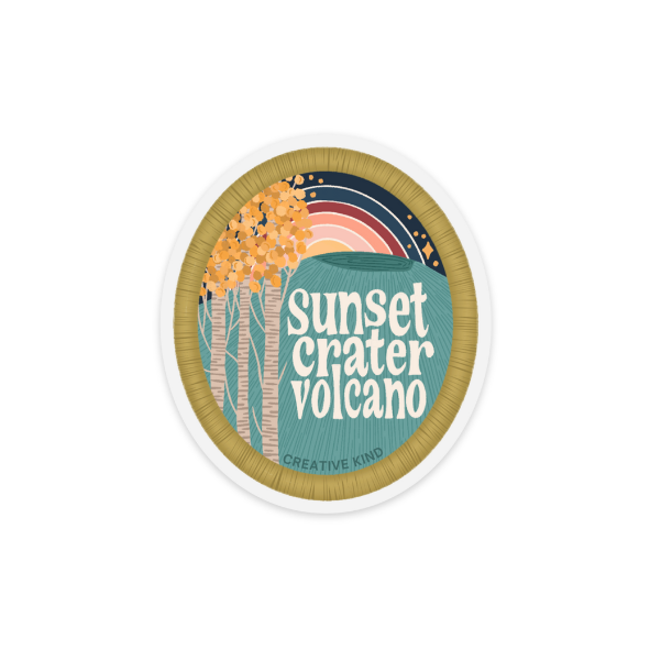 Sunset Crater Volcano Patch Vinyl Sticker | Clear Backing