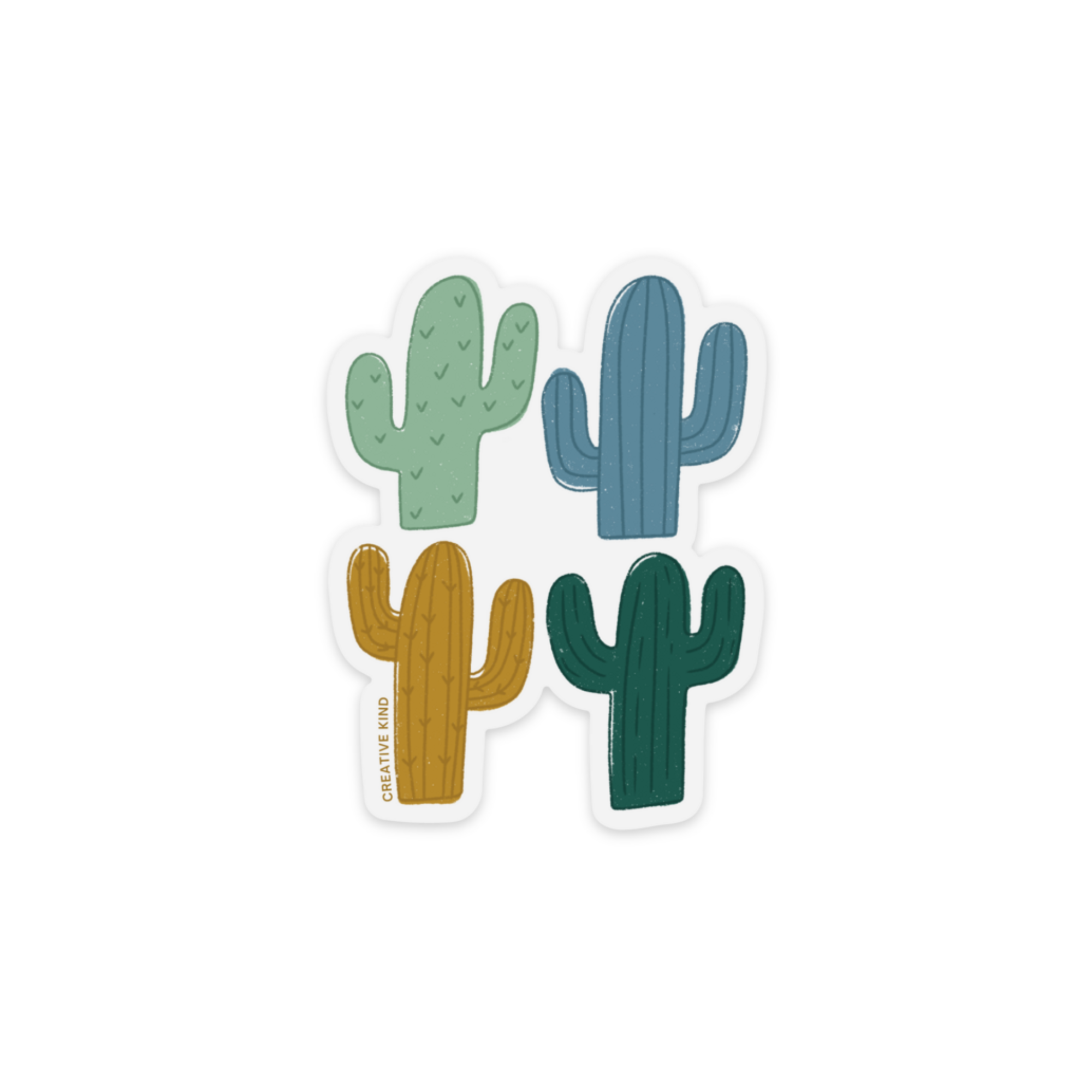 Green & Blue Cactus Quartet Clear Backing Vinyl Sticker